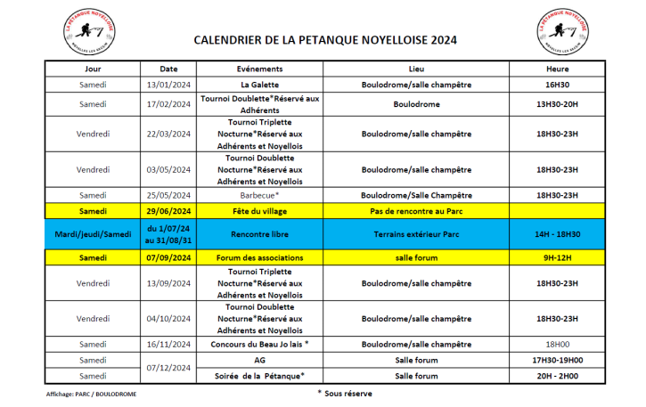 programme pétanque 2024